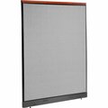 Interion By Global Industrial Interion Deluxe Office Partition Panel with Pass Thru Cable, 60-1/4inW x 77-1/2inH, Gray 277569PGY